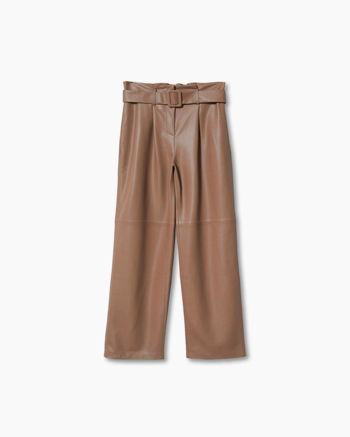 Leather-effect straight trousers