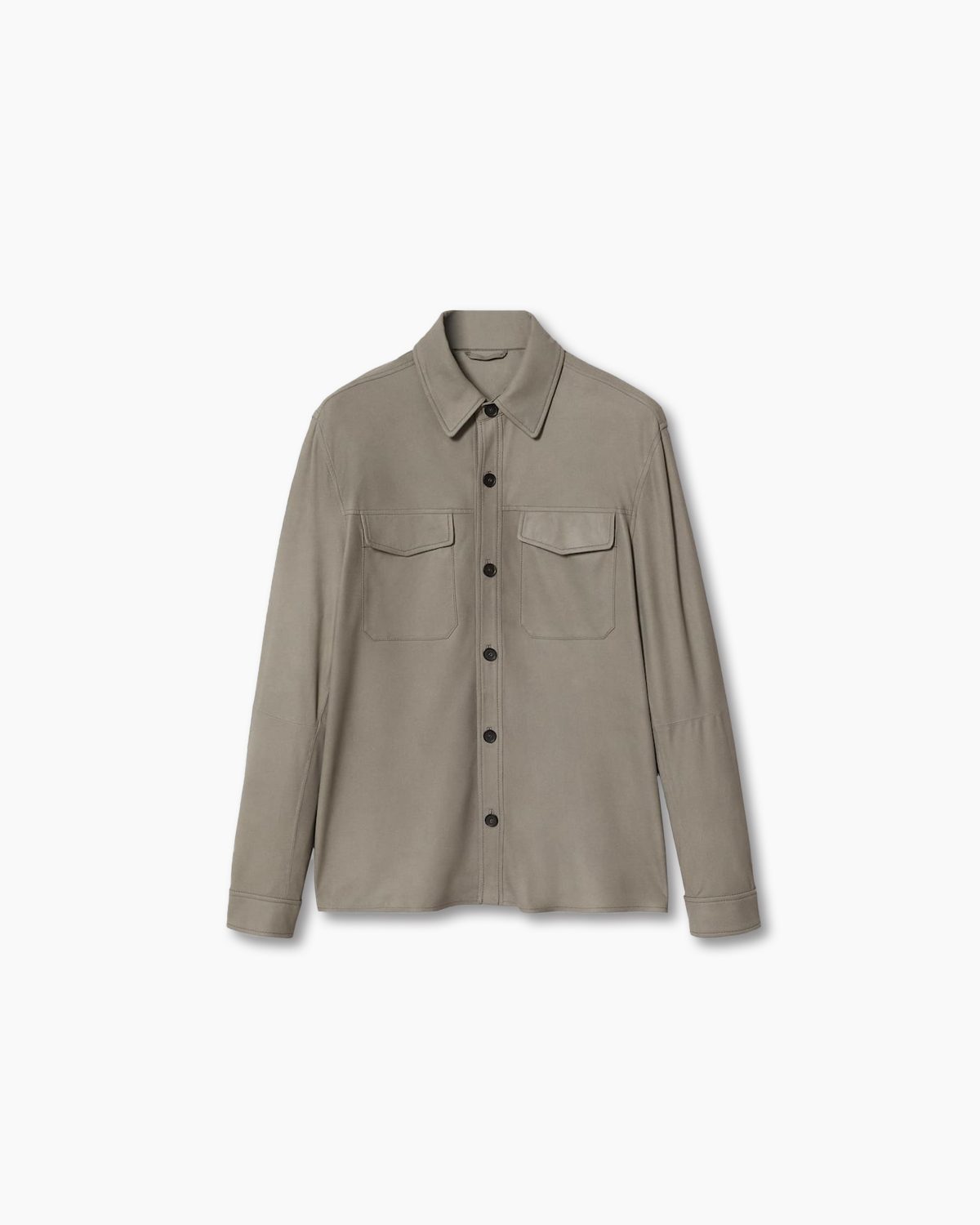 Leather overshirt with pockets